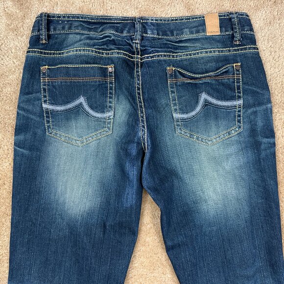 Maurices Distressed Y2K Rust Wash Flare Boot Cut Denim Jeans Women's 9 / 10 W 32 - Picture 3 of 9